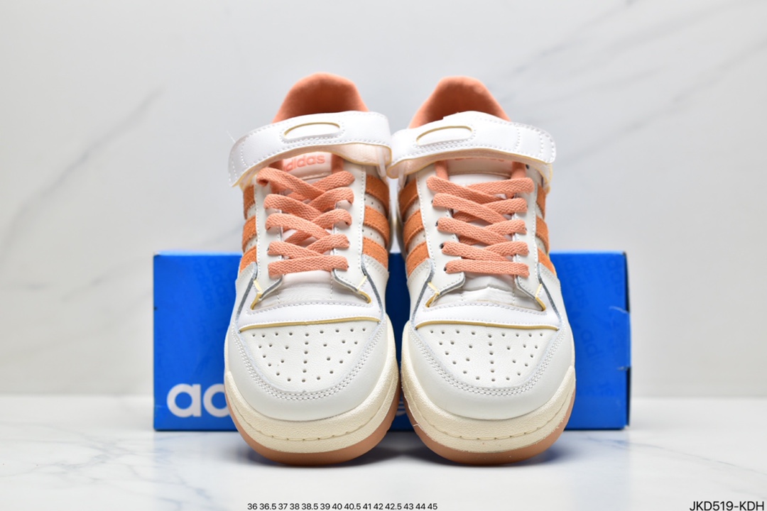 160 三叶草 Originals Forum 84 Low 罗马系列魔术贴低帮复古系带百搭休闲运动板鞋“浅灰白黑深绿” GY8203