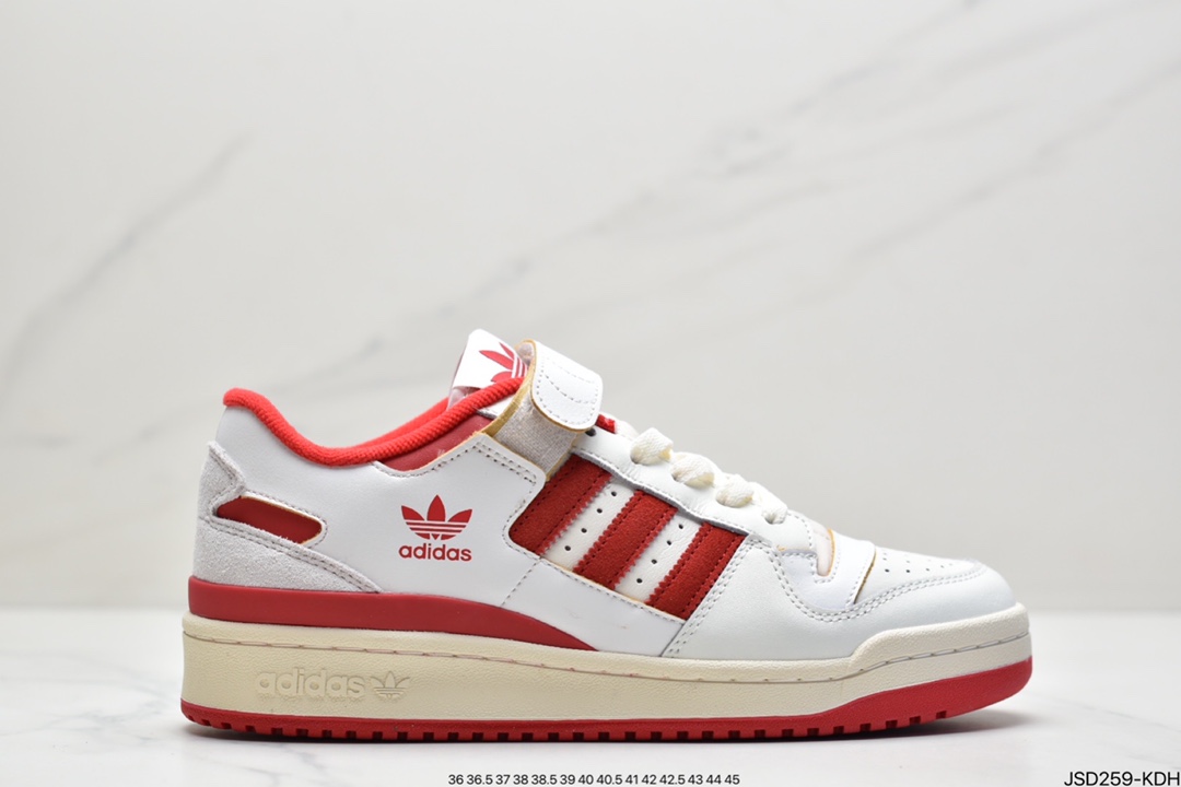 200 Atmos x Adidas三叶草 Originals Forum Low 罗马系列魔术贴低帮复古系带百搭休闲运动板鞋FY4577
