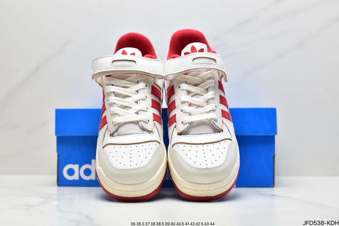 170 阿迪 AD 三叶草 Originals Forum 84 Low 罗马系列魔术贴低帮复古系带百搭休闲运动板鞋GV9114