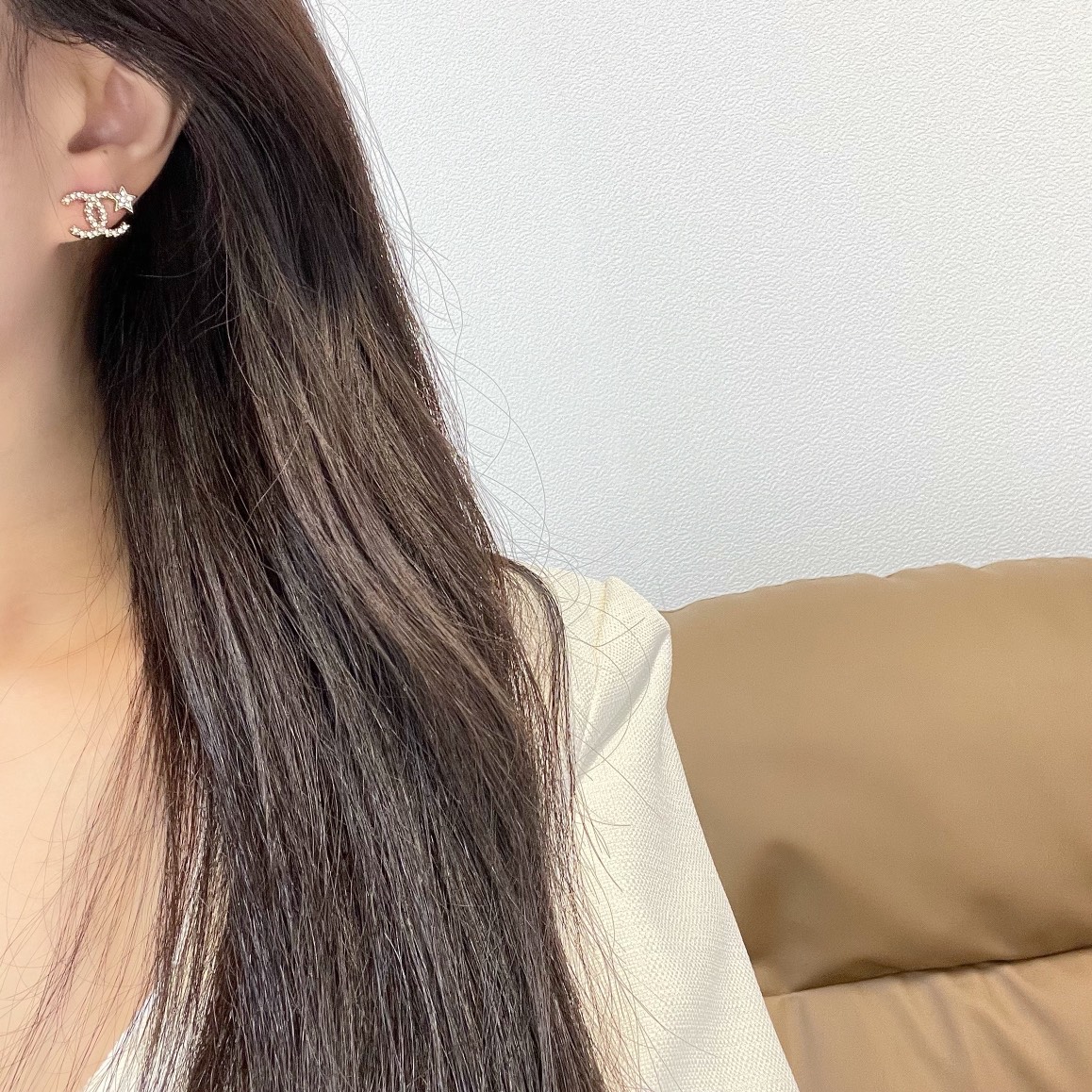 新款☑️CHANEL香奈儿满钻双c星星耳钉耳环