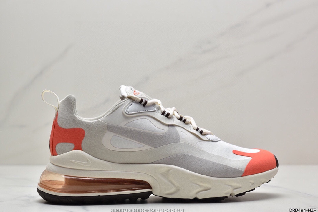 110 耐克Nike React Air Max 270 React 高桥盾纱网系列机能半气垫步跑鞋 AO4971-100