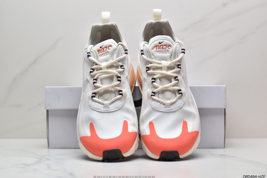 110 耐克Nike React Air Max 270 React 高桥盾纱网系列机能半气垫步跑鞋 AO4971-100