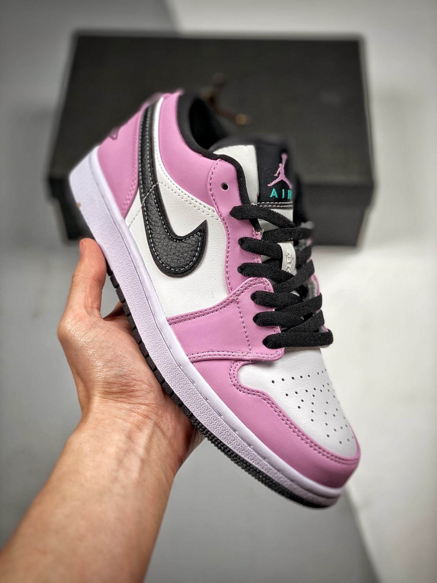 -4 Air Jordan 1 Low blanco/rosa, AJ1乔1 zapatilla casual de caña baja, color oficial sincronizado, única en el mercado c…