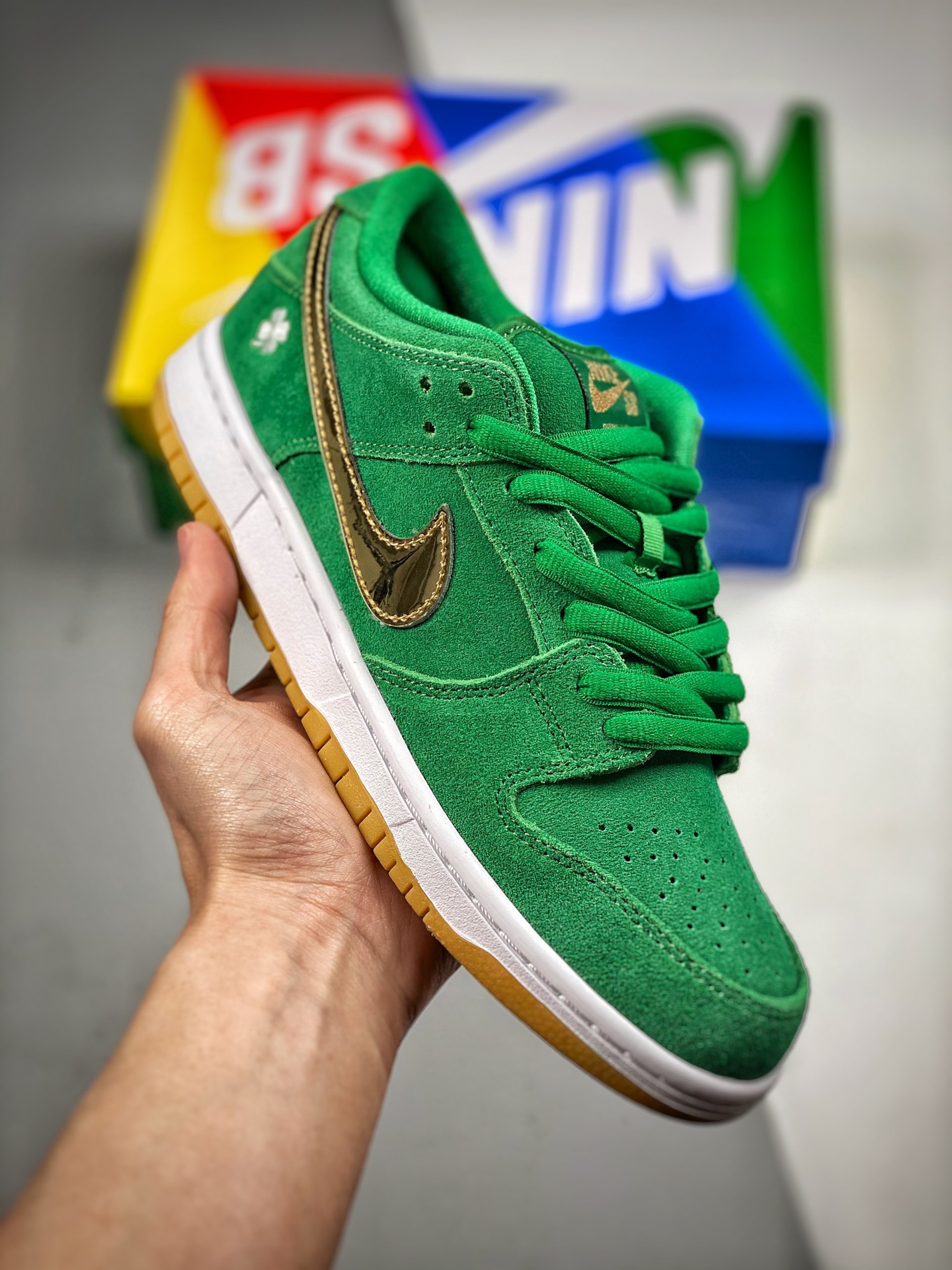-5 Nk Dunk SB Low verde y dorado, producción original de fábrica grande, fotos reales de estreno, materiales de primera…