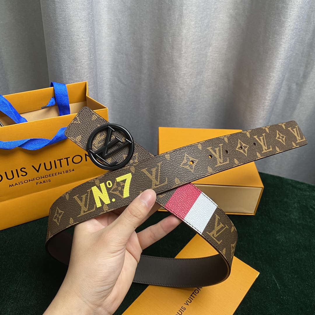 Louis Vuitton Belts Printing Calfskin Cowhide