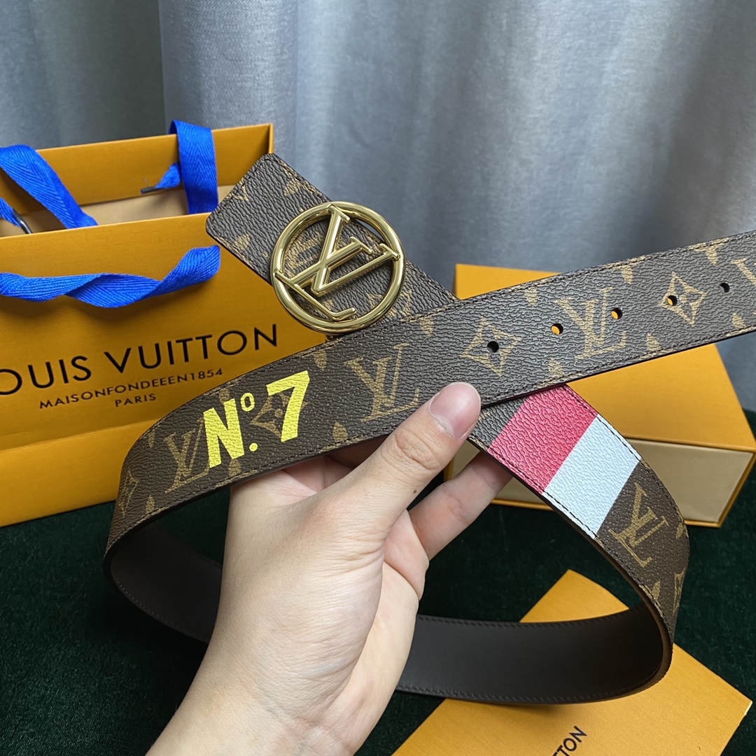 Louis Vuitton Belts Printing Calfskin Cowhide