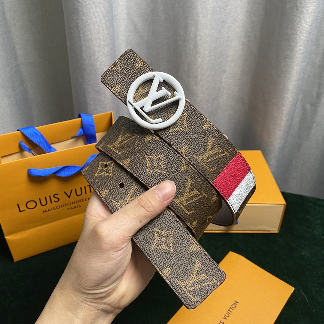 Louis Vuitton Belts Printing Calfskin Cowhide