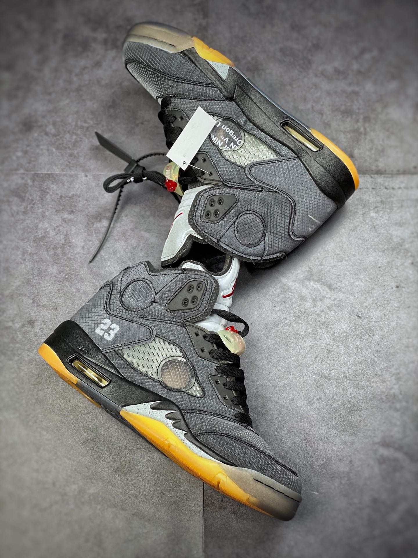 400 #纯原 Air Jordan 5 x off white 黑蝉翼 灰黄 3M反光鞋舌 CT8480-001