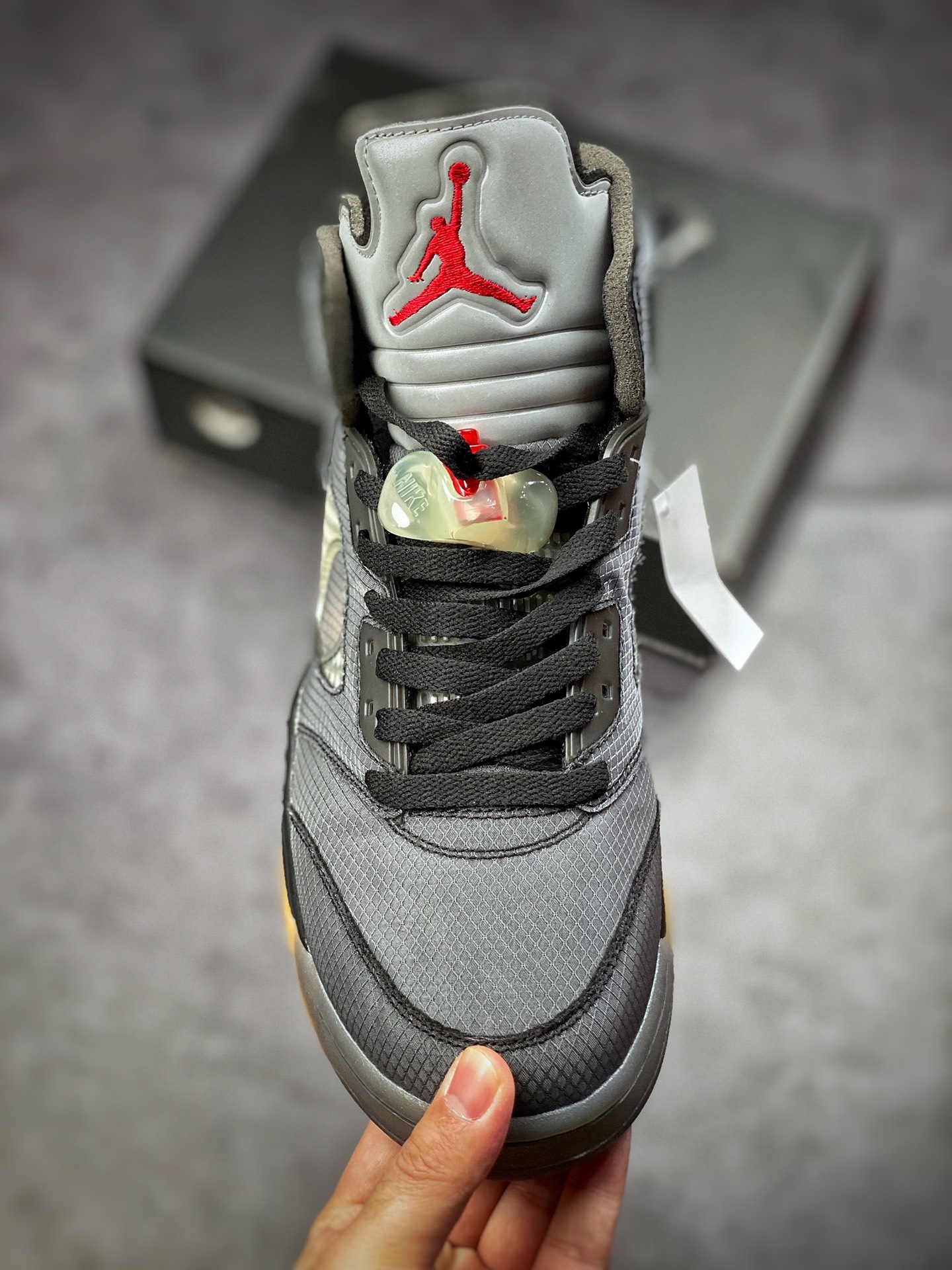 400 #纯原 Air Jordan 5 x off white 黑蝉翼 灰黄 3M反光鞋舌 CT8480-001