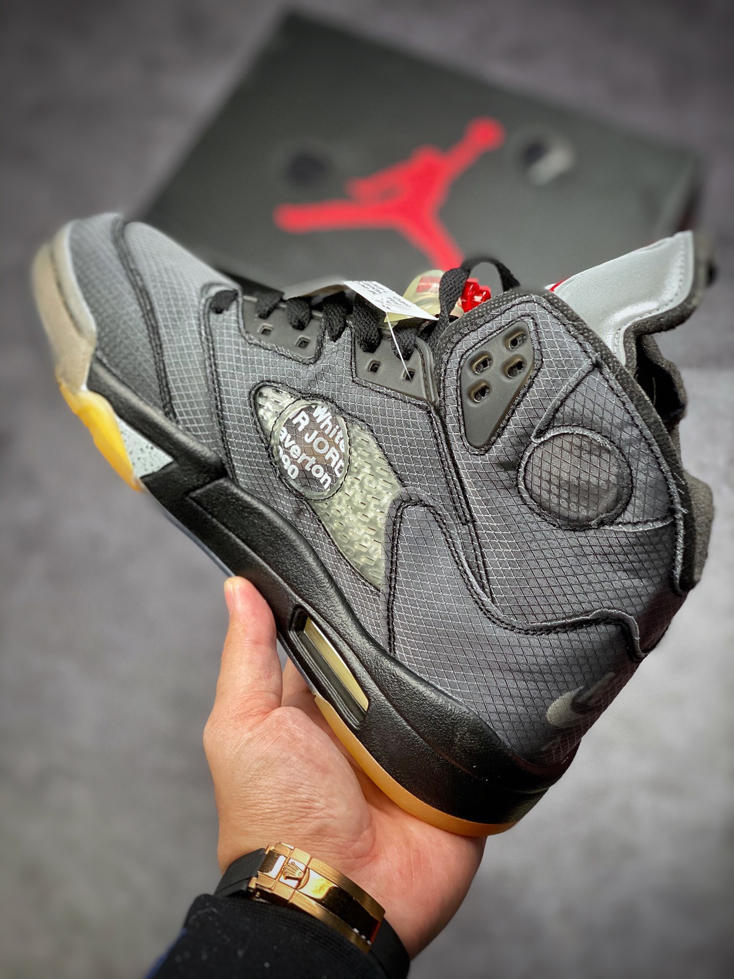 400 #纯原 Air Jordan 5 x off white 黑蝉翼 灰黄 3M反光鞋舌 CT8480-001