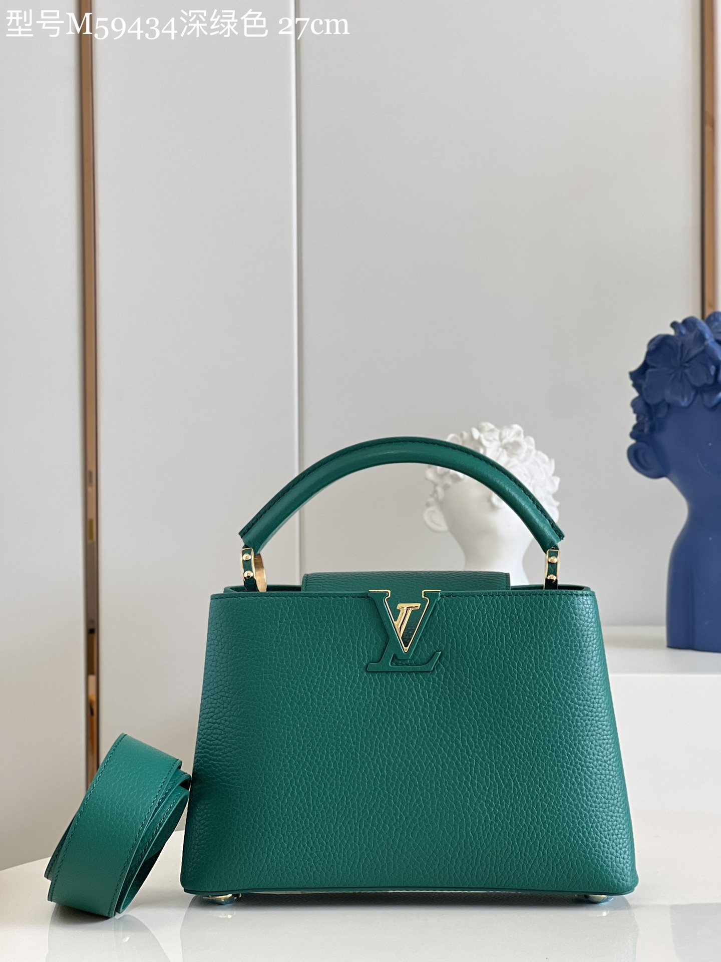 Louis Vuitton LV Capucines Bags Handbags Dark Green Calfskin Cowhide M59434