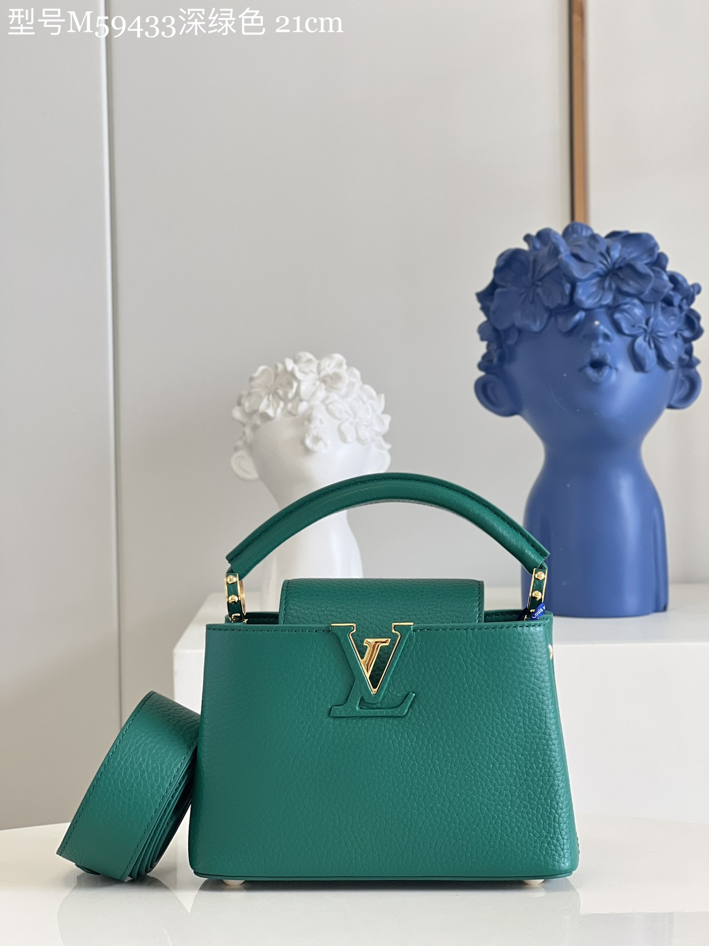 Louis Vuitton LV Capucines Bags Handbags Dark Green Calfskin Cowhide Mini M59433