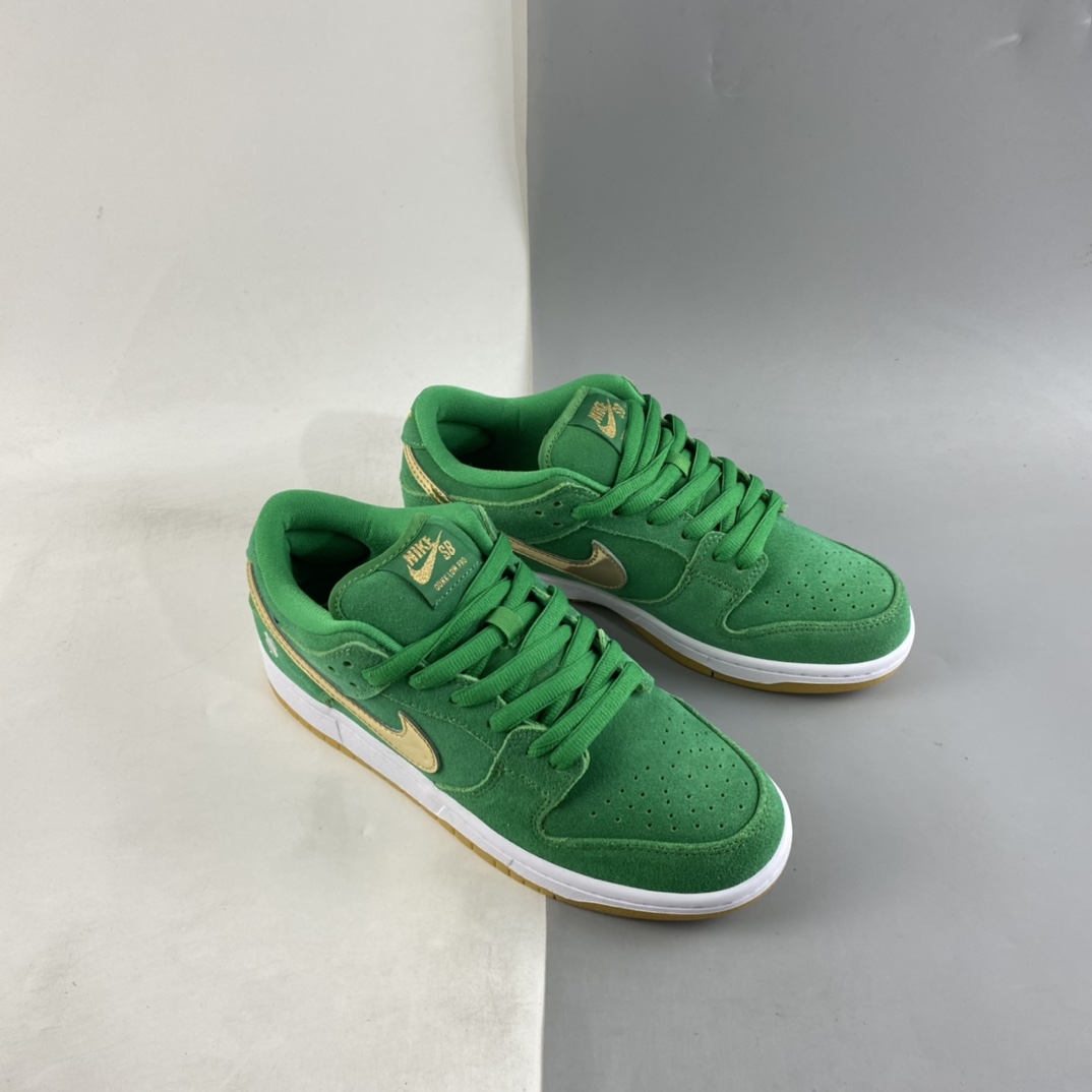P380  Nk SB Dunk Low 四叶草绿金联名扣篮系列复古低帮板鞋 BQ6817-303
