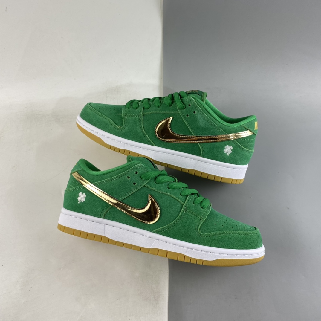 P380  Nk SB Dunk Low 四叶草绿金联名扣篮系列复古低帮板鞋 BQ6817-303