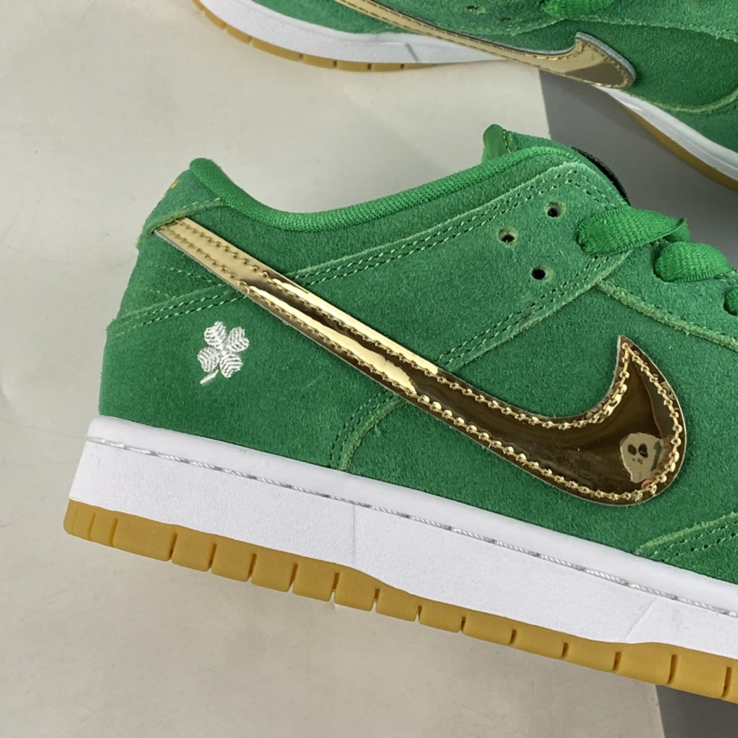 P380  Nk SB Dunk Low 四叶草绿金联名扣篮系列复古低帮板鞋 BQ6817-303