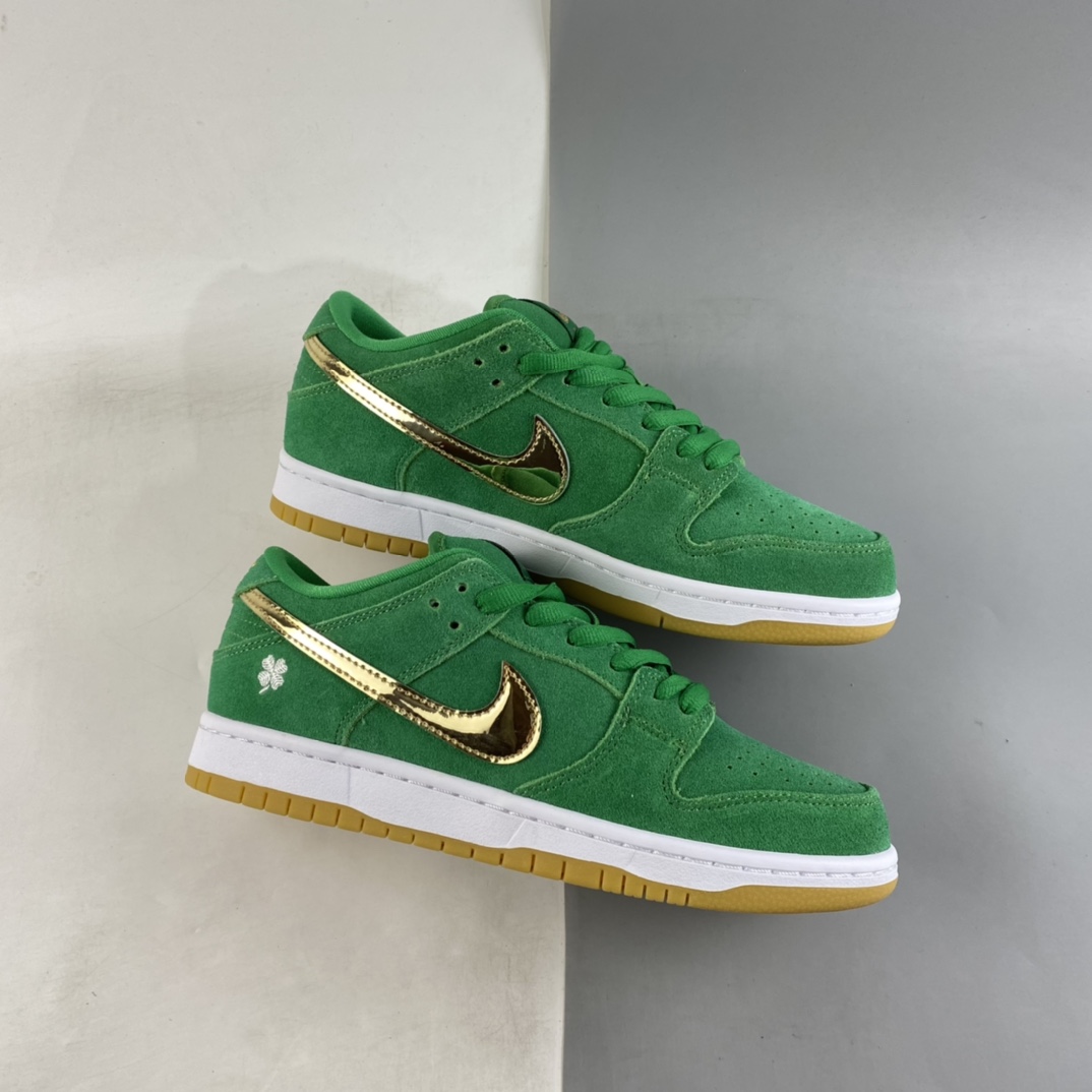 P380  Nk SB Dunk Low 四叶草绿金联名扣篮系列复古低帮板鞋 BQ6817-303