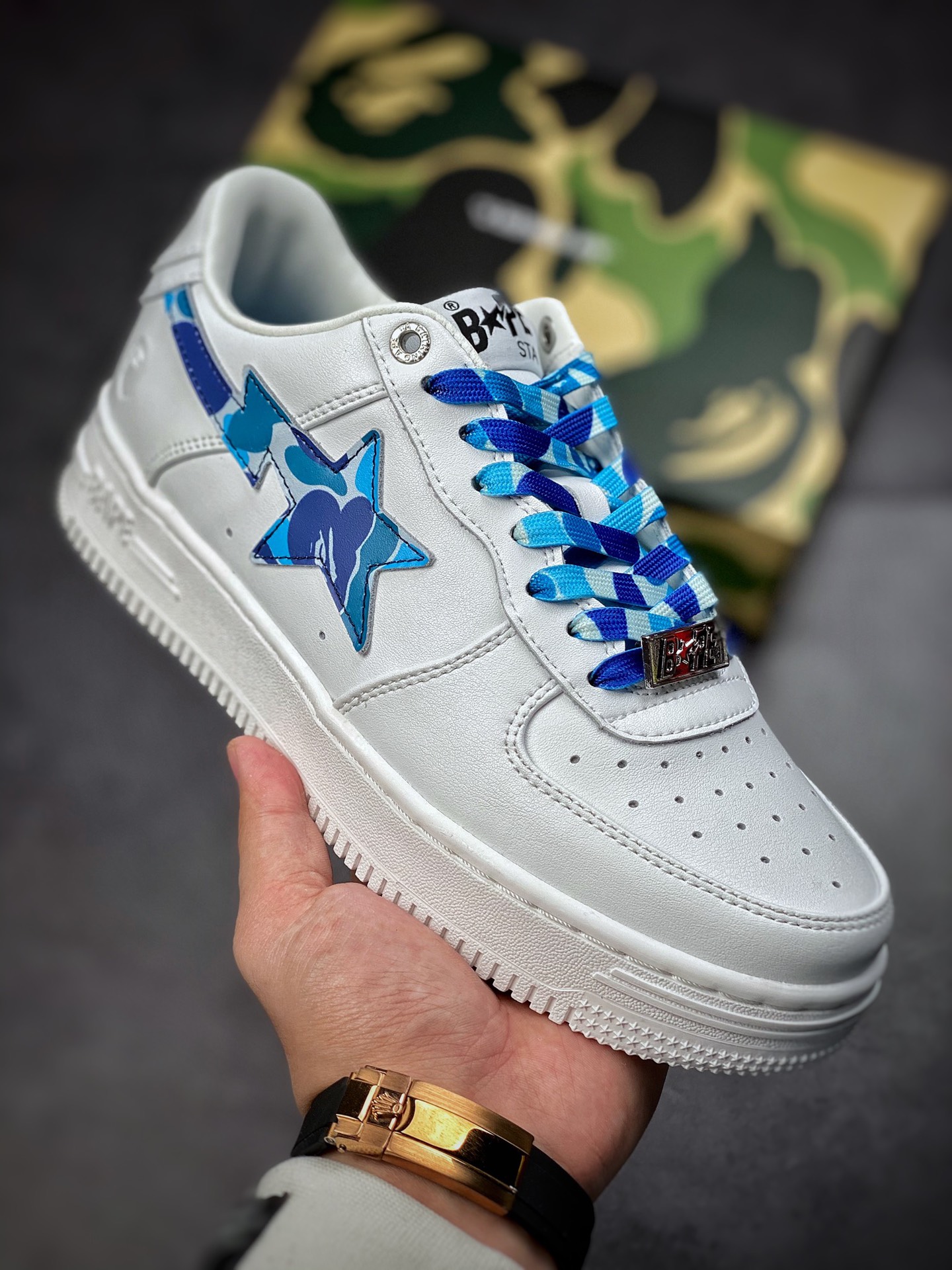 380  BAPE SK8 STA 猿人头联名板鞋/白蓝 迷彩  1H20191045