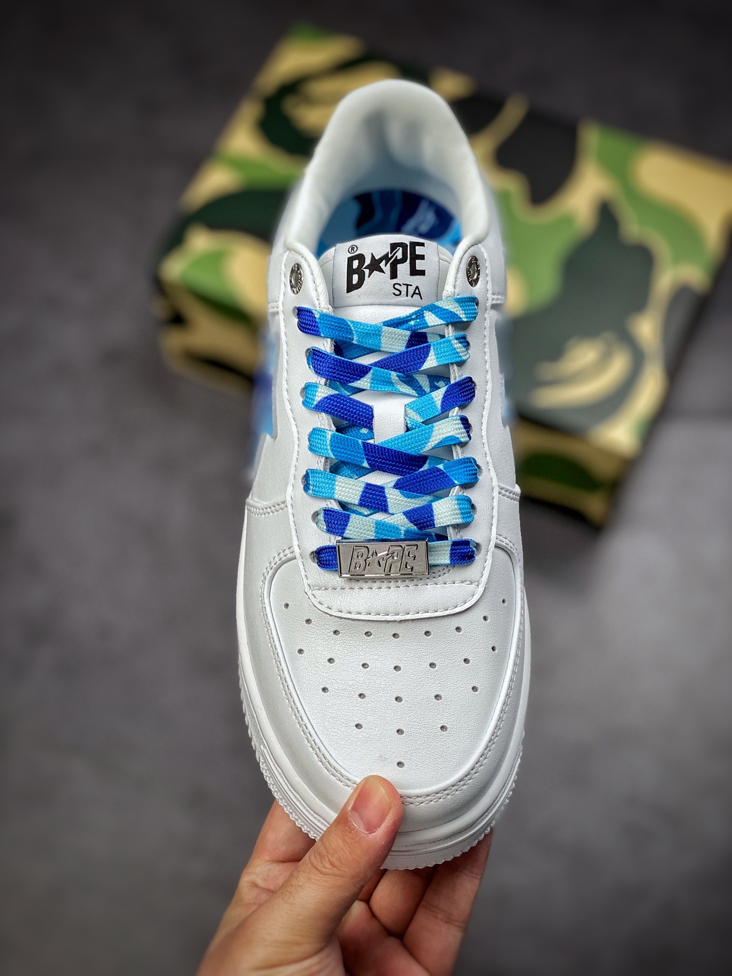 380  BAPE SK8 STA 猿人头联名板鞋/白蓝 迷彩  1H20191045