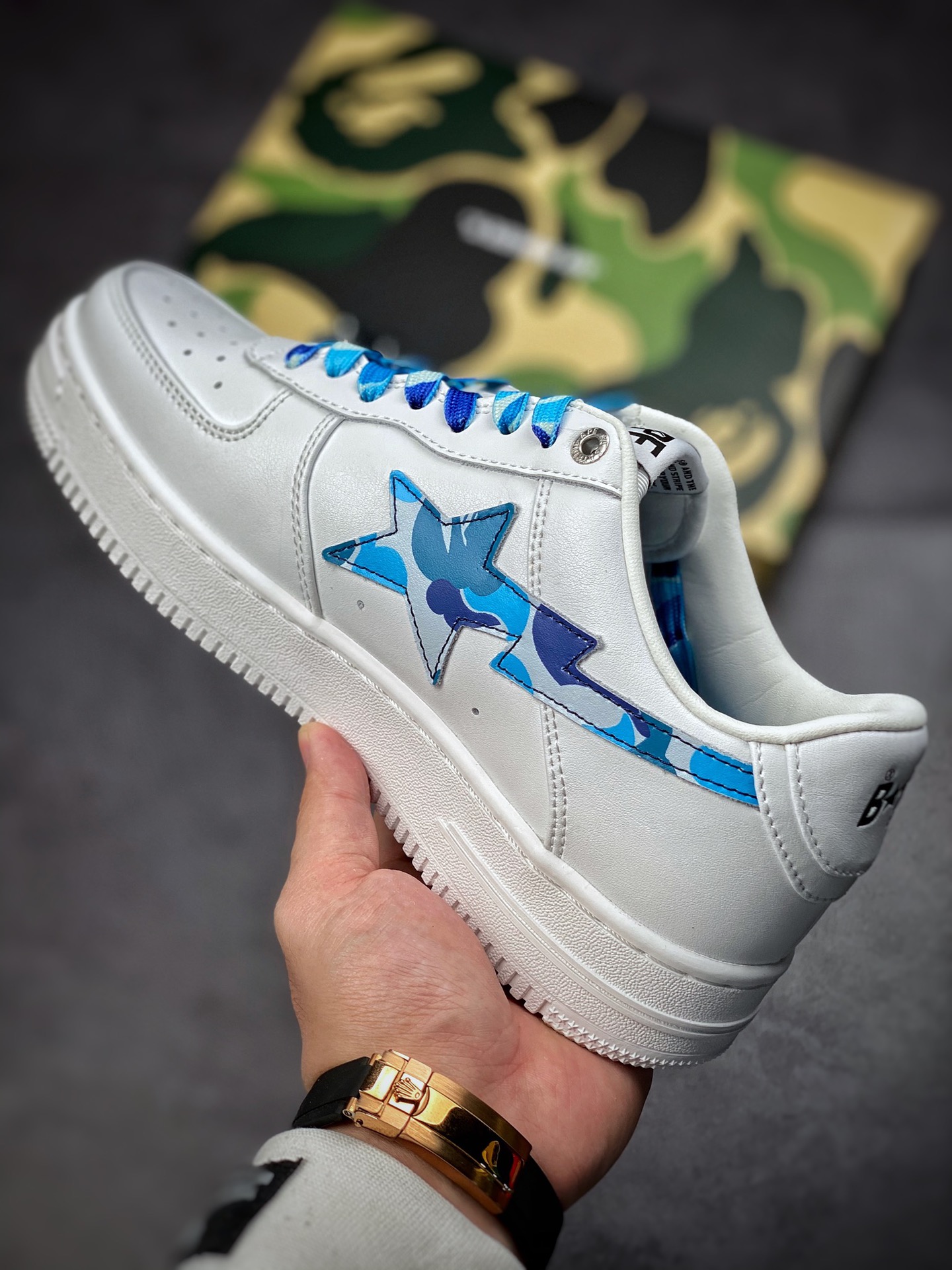 380  BAPE SK8 STA 猿人头联名板鞋/白蓝 迷彩  1H20191045