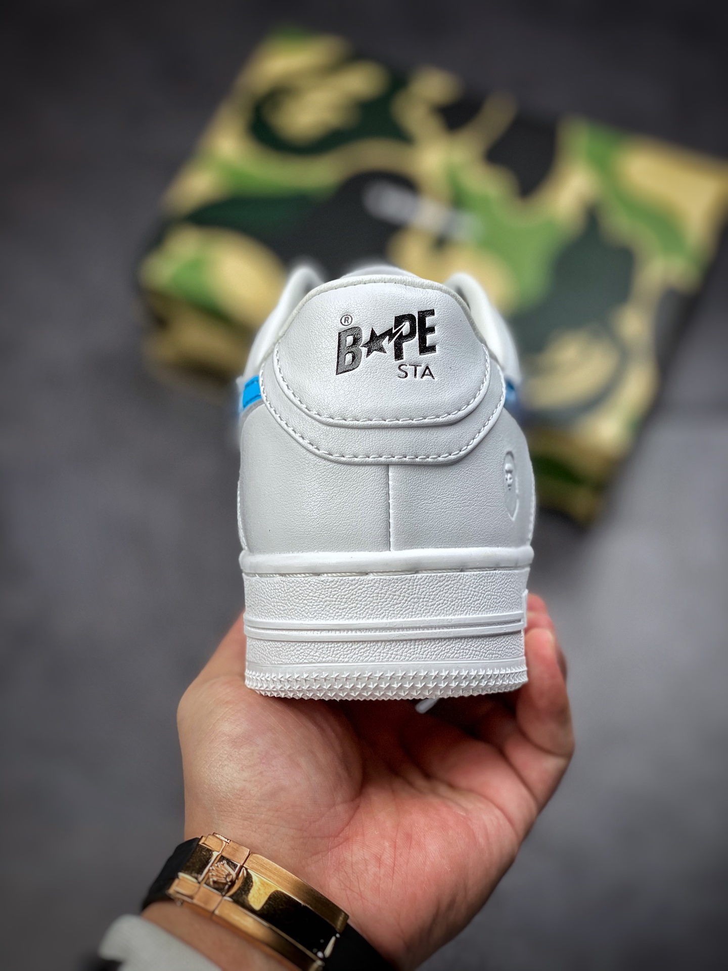 380  BAPE SK8 STA 猿人头联名板鞋/白蓝 迷彩  1H20191045