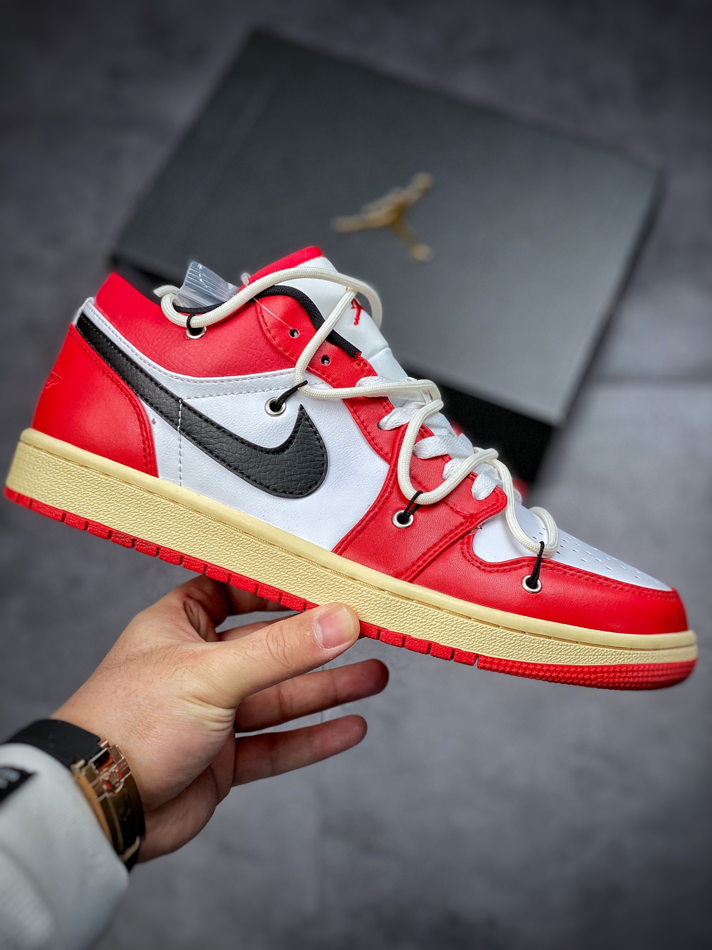 240  Air Jordan 1 Low 芝加哥解构鞋带 低帮复古文化休闲运动篮球鞋553558-118
