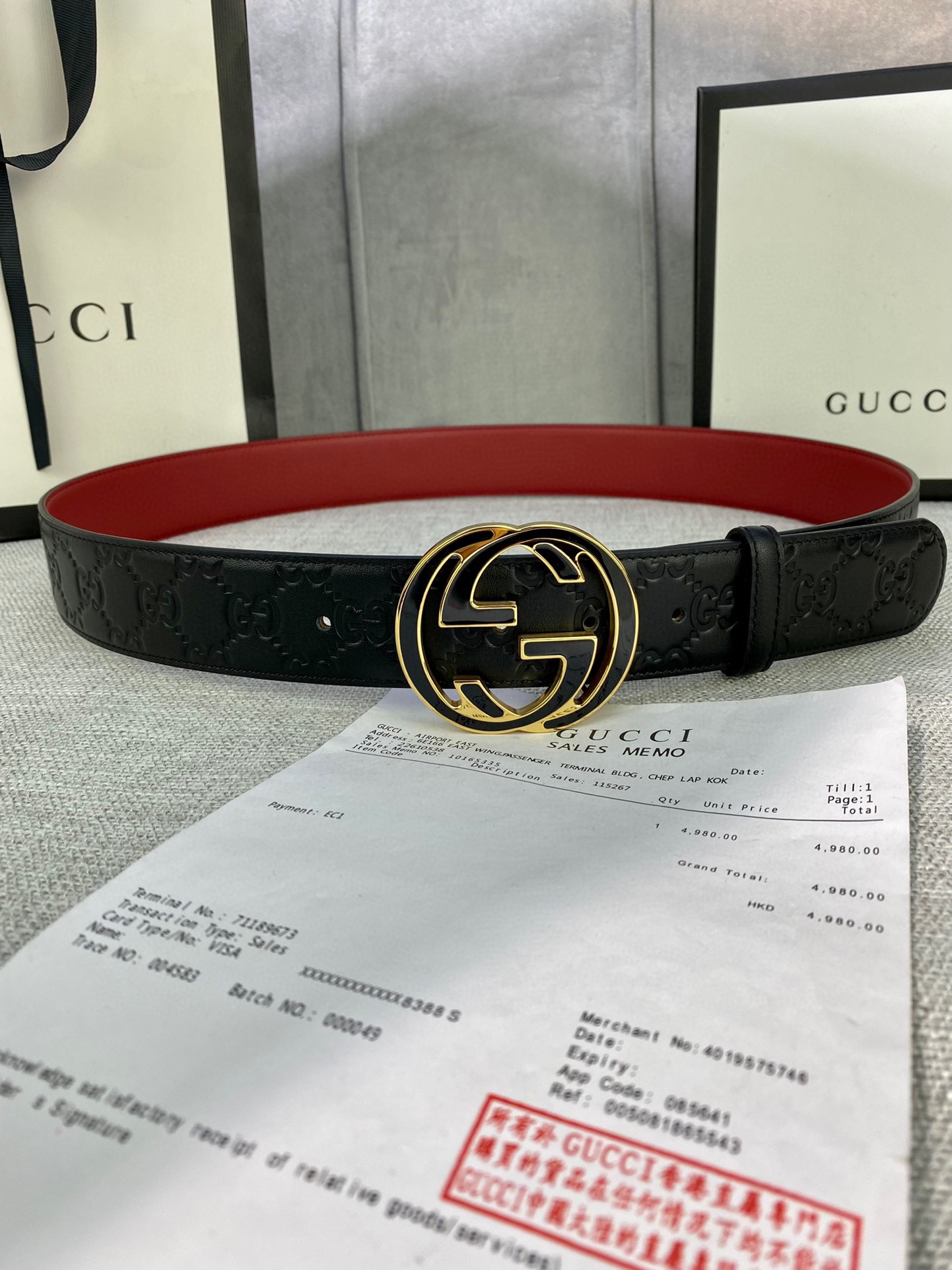 宽度4.0cmgucci互扣式双G带