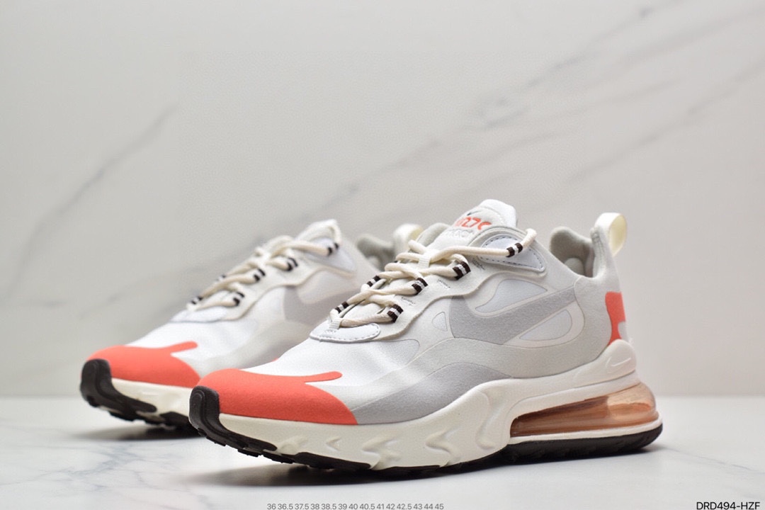 110 耐克Nike React Air Max 270 React 高桥盾纱网系列机能半气垫步跑鞋 AO4971-100