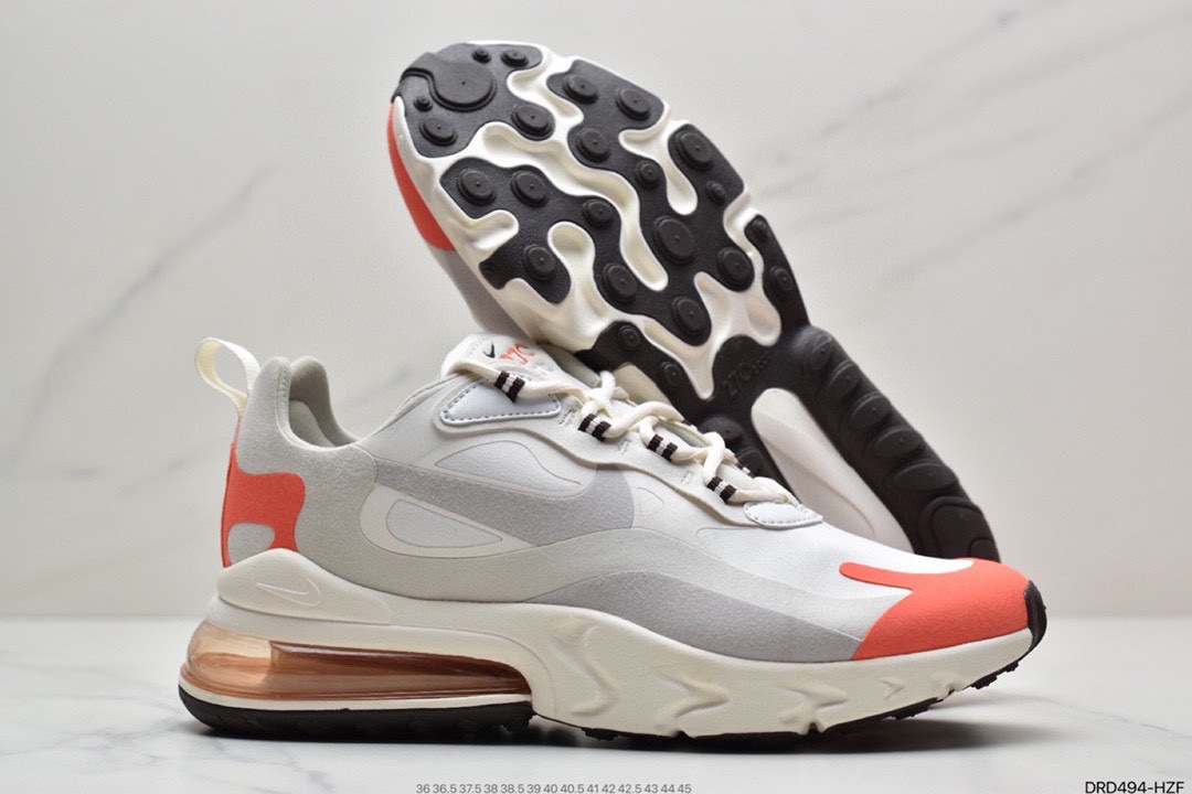 110 耐克Nike React Air Max 270 React 高桥盾纱网系列机能半气垫步跑鞋 AO4971-100