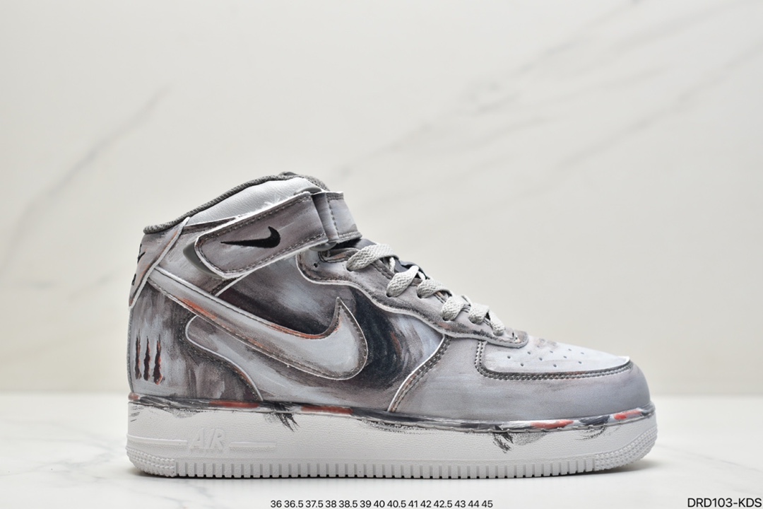 110 耐克Nike Air Force 1’07 Mid ”Grey/Black”空军一号经典中帮百搭休闲运动板鞋CW7582-103