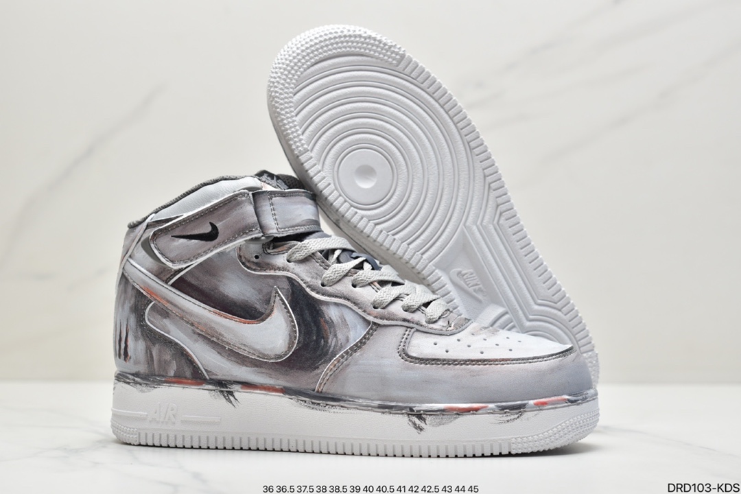 110 耐克Nike Air Force 1’07 Mid ”Grey/Black”空军一号经典中帮百搭休闲运动板鞋CW7582-103