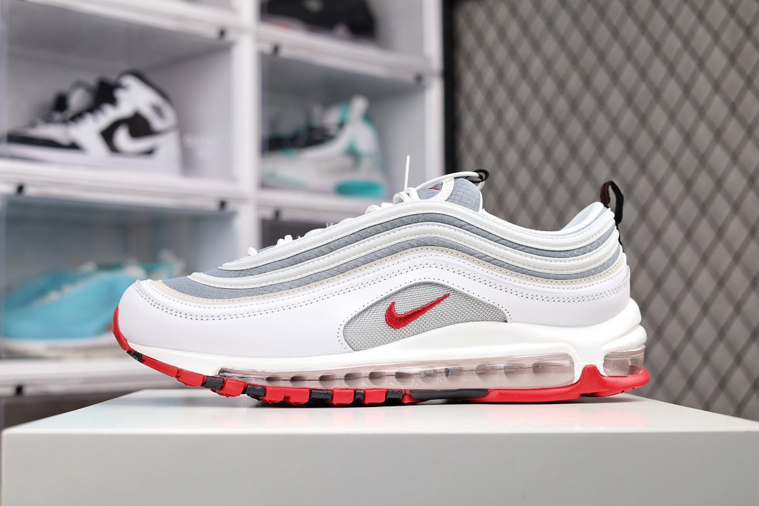 H0 NK Air Max 97 银白红平台特供 区别市面先行版本 原厂TPU反光材料 市场首家原模原气垫 拒绝套用公底鞋型不断校对 与原鞋匹配率达到98%