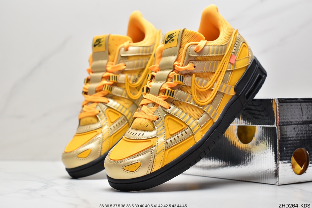 300 Off-White  x NK Air Rubber Dunk ” University Gold ” OW联名款 黑金亚洲限定 CU6015-700