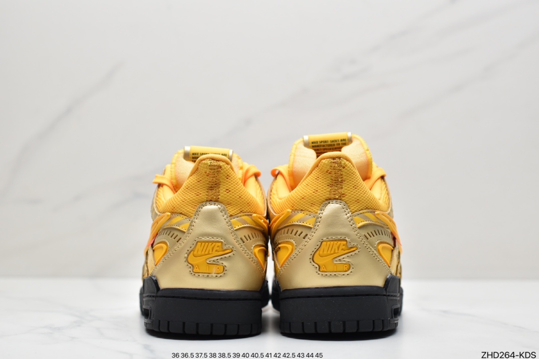 300 Off-White  x NK Air Rubber Dunk ” University Gold ” OW联名款 黑金亚洲限定 CU6015-700