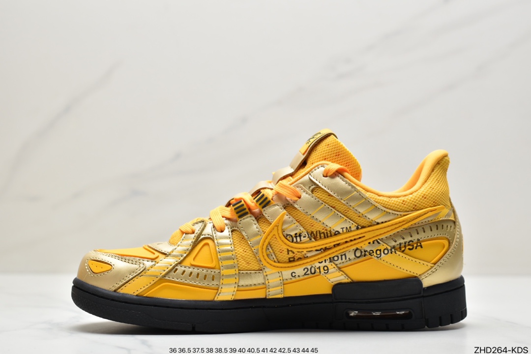300 Off-White  x NK Air Rubber Dunk ” University Gold ” OW联名款 黑金亚洲限定 CU6015-700