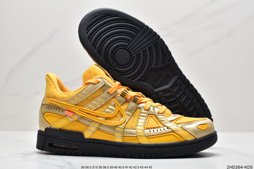 300 Off-White  x NK Air Rubber Dunk ” University Gold ” OW联名款 黑金亚洲限定 CU6015-700