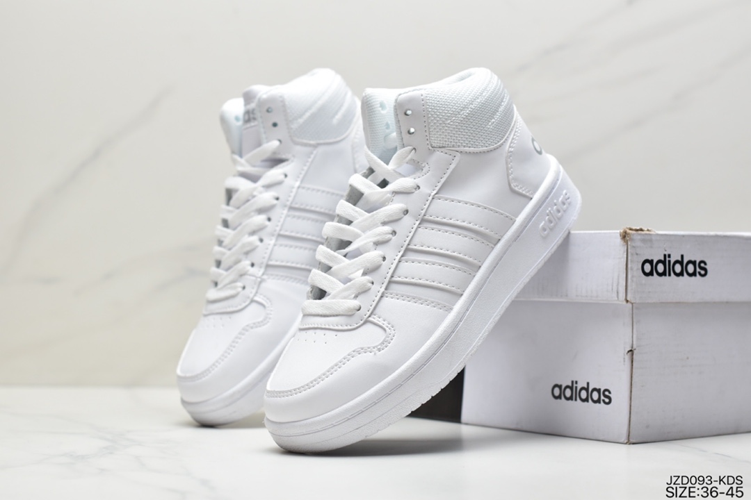 140 三叶草adidas HOOPS 2.0 MID罗马系列中帮复古系带百搭休闲运动板鞋