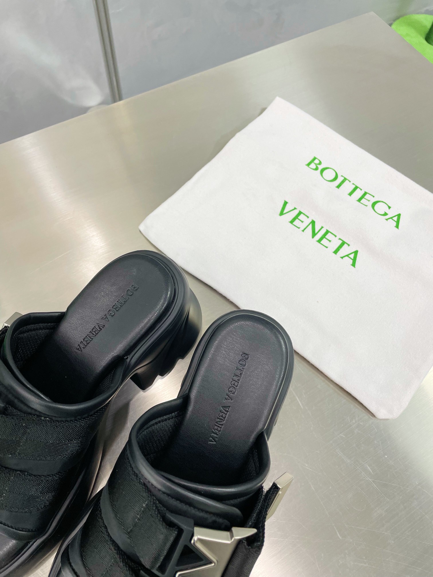 Bottega Veneta Shoes Slippers Beige Black Fluorescent Green White Gold Hardware Cotton Genuine Leather Nylon Sheepskin Fashion