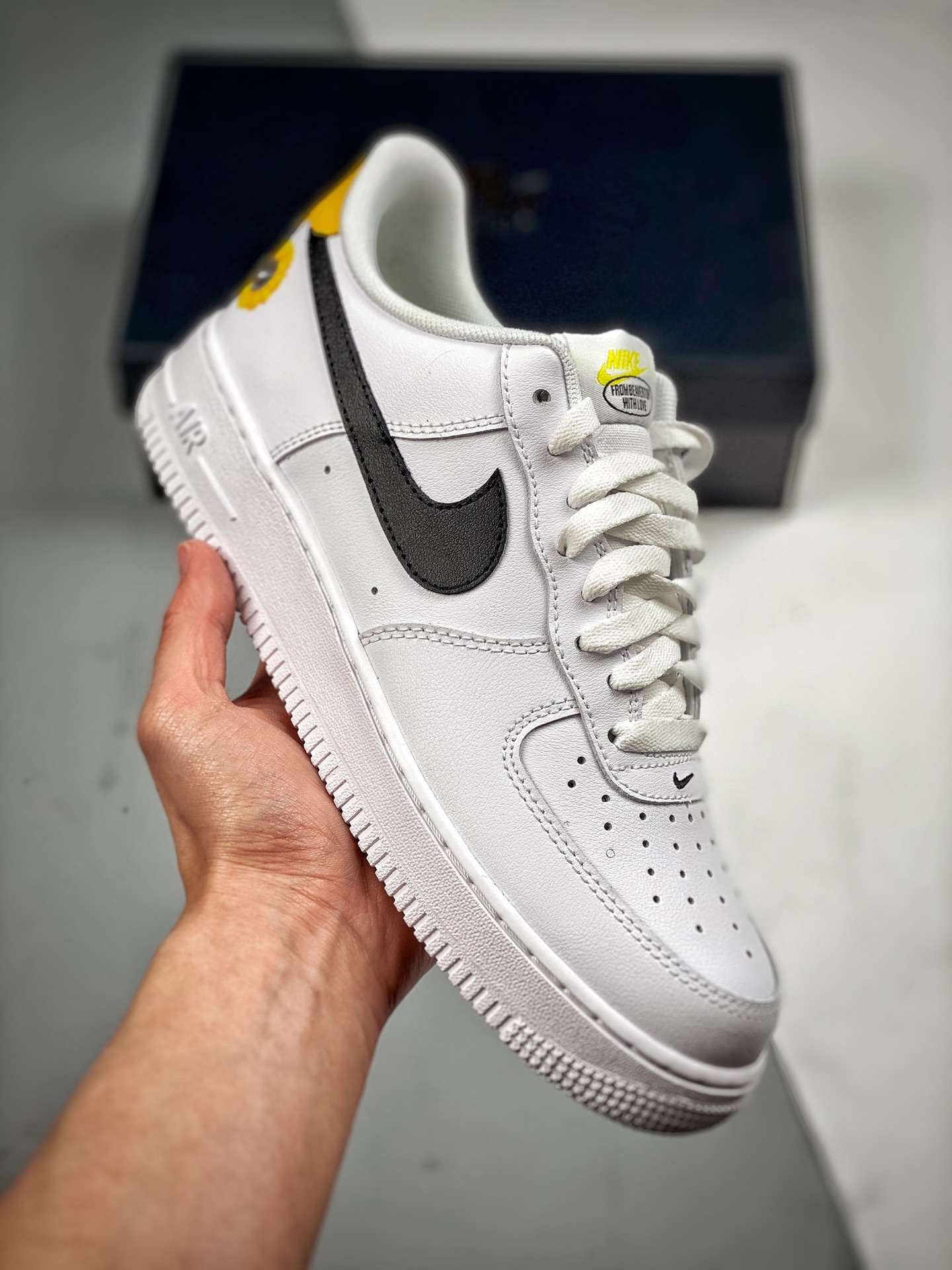 -3 NK Air Force 1, blanco y amarillo, sincronizado oficialmente, nivel original, horma y plantilla originales, forma au…