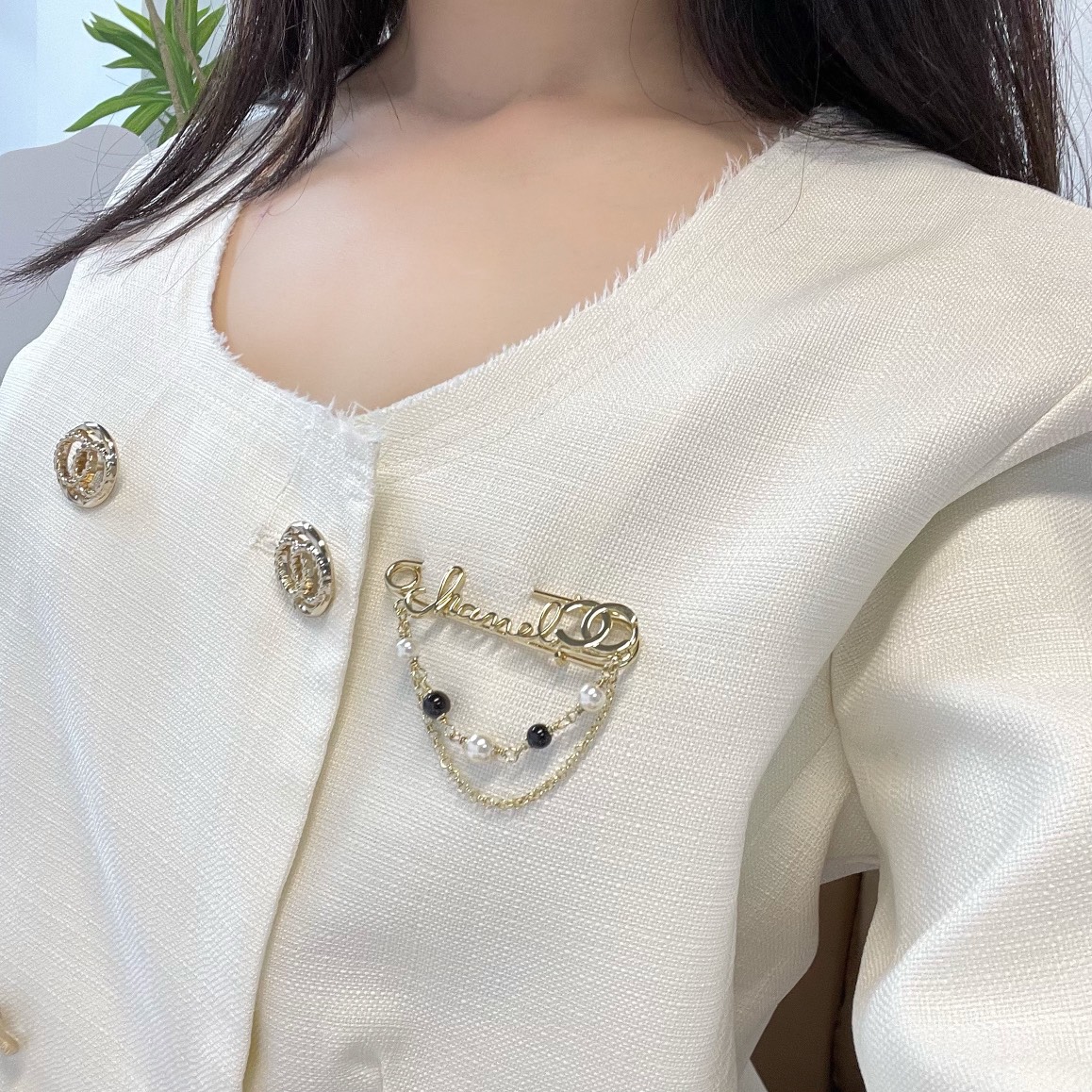 新款☑️CHANEL香奈儿双c流苏珍珠别针🧷胸针