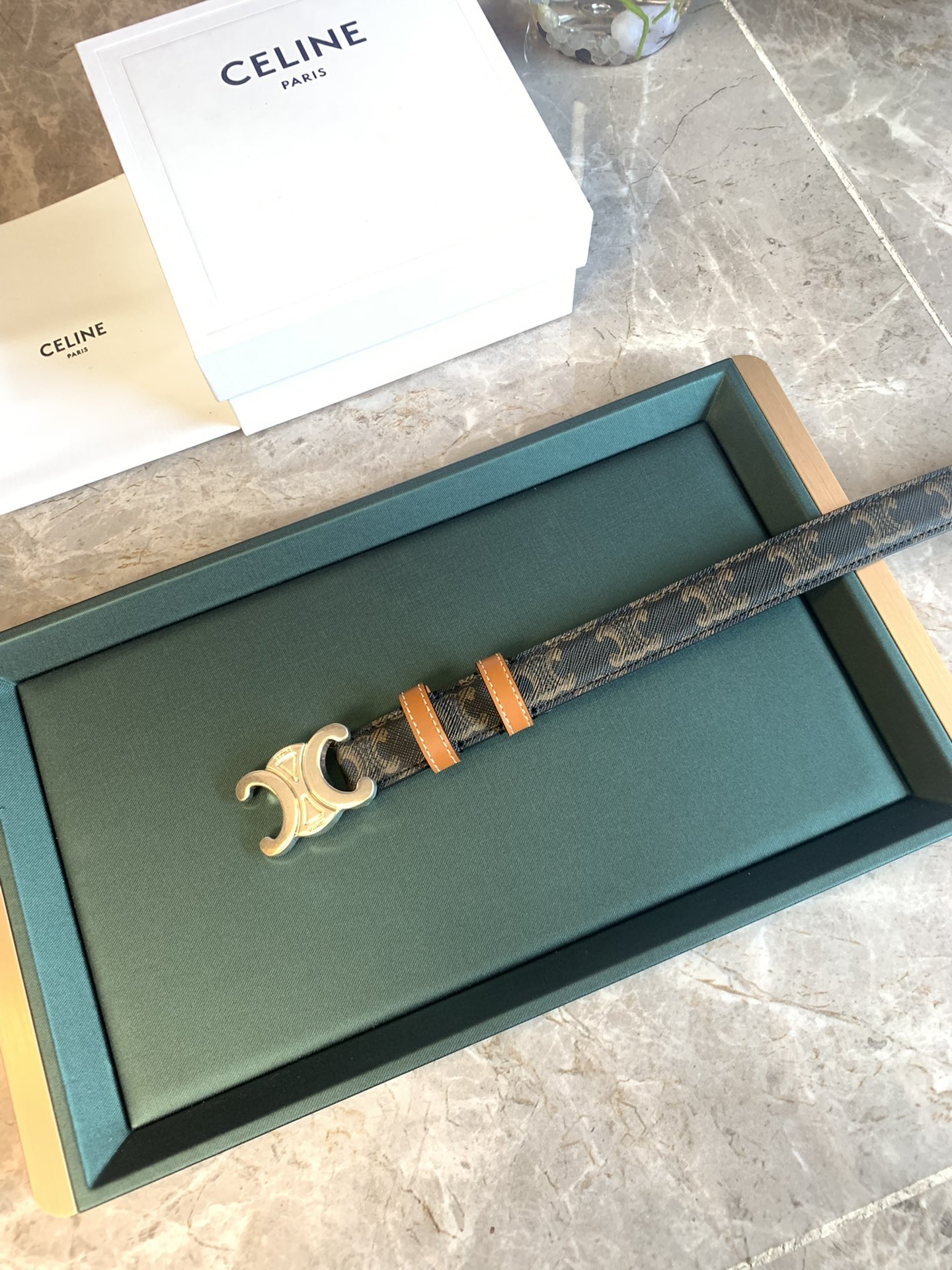🉐️ CÉLINE 赛琳新款🆕 凯旋门腰带 TRIOMPHE 光滑小牛皮腰带 对版溜金金属件 宽2.5c