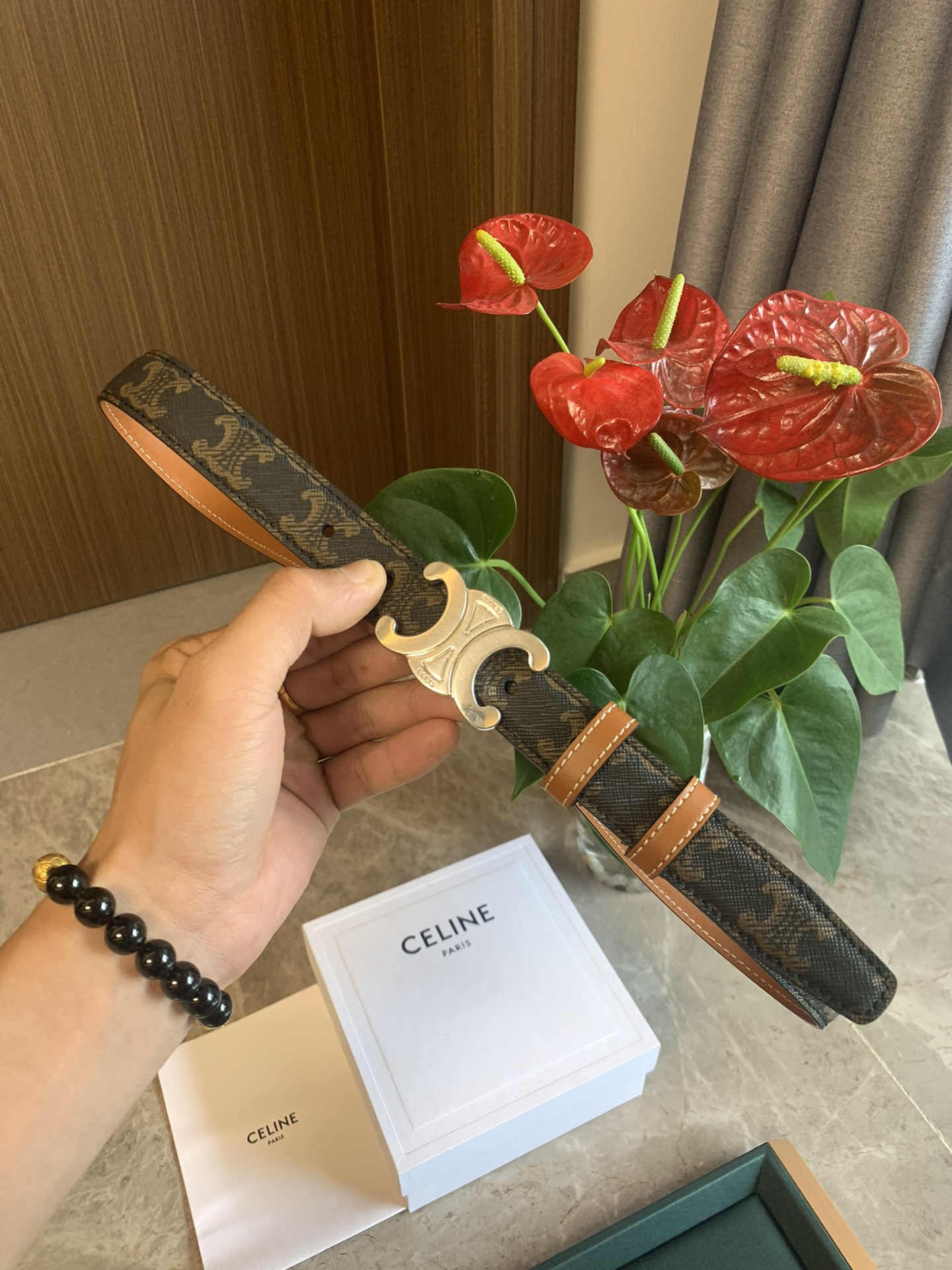 🉐️ CÉLINE 赛琳新款🆕 凯旋门腰带 TRIOMPHE 光滑小牛皮腰带 对版溜金金属件 宽2.5c