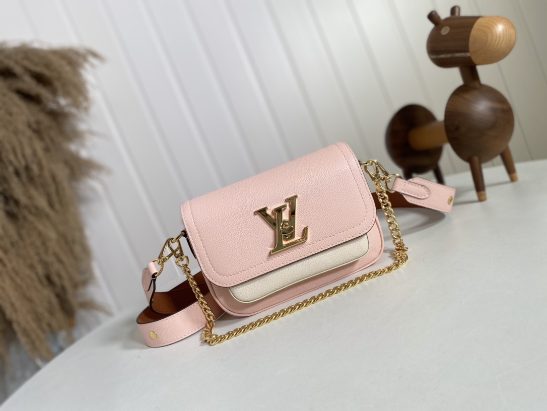 Louis Vuitton LV Lockme Tender Bags Handbags Black Grey Pink Calfskin Cowhide Chains M58557
