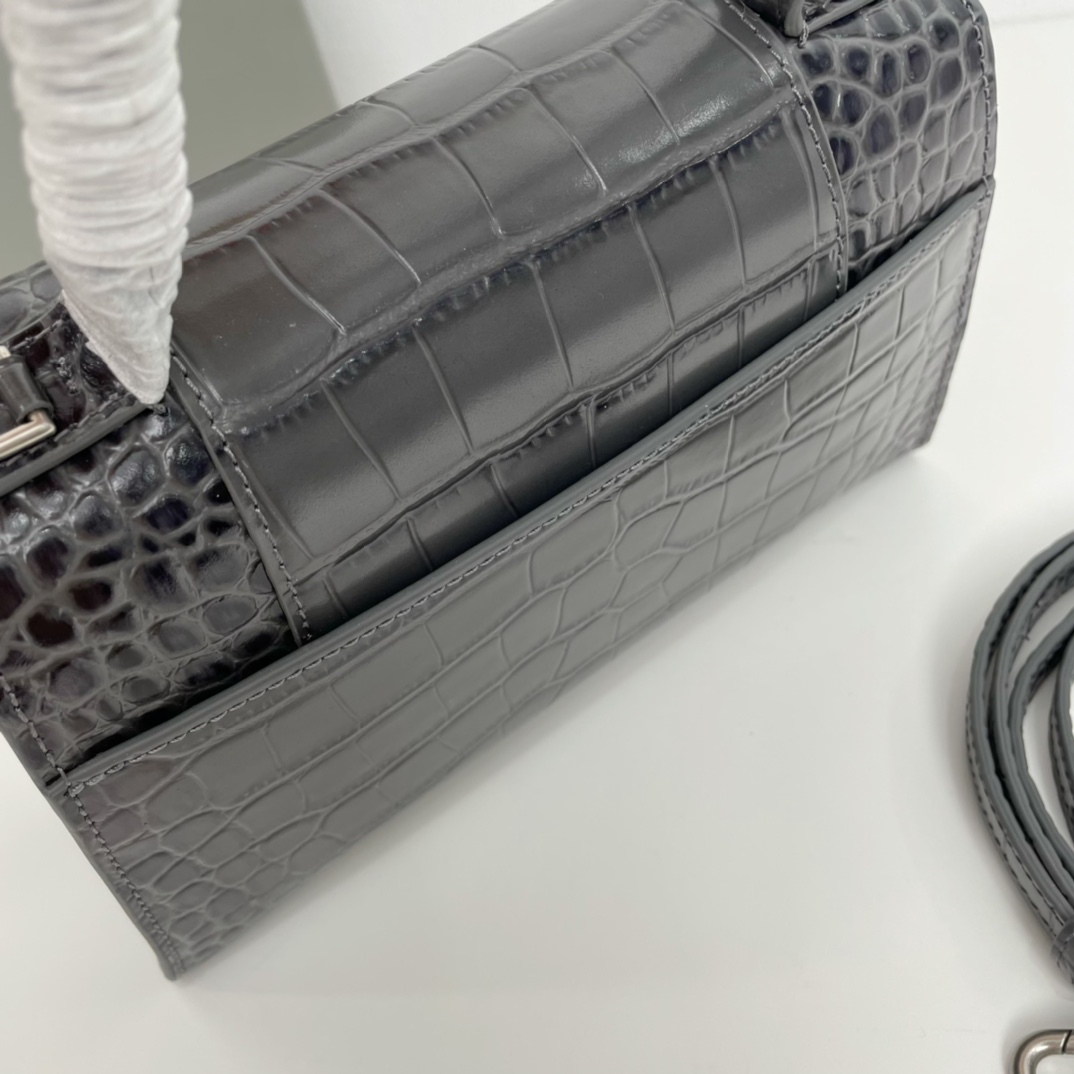巴黎世家BalenciagaHourglass沙漏包S号2️3️cm高端气质的黑灰色进口原单小牛皮压纹鳄