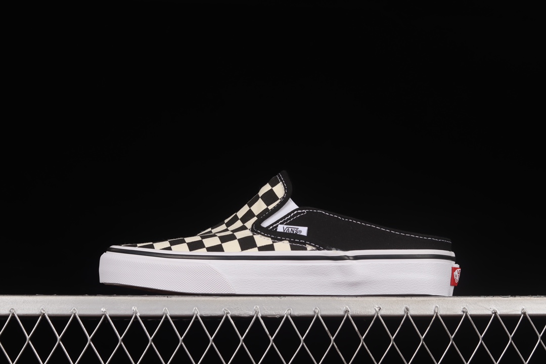 G0 Vans Slip-On 黑白棋盘格 半拖帆布一脚蹬懒人鞋 VN0A4P3U5GU工艺：硫化1:1（重量1:1、真标、原钢印、材质标、鞋型标、合格证)