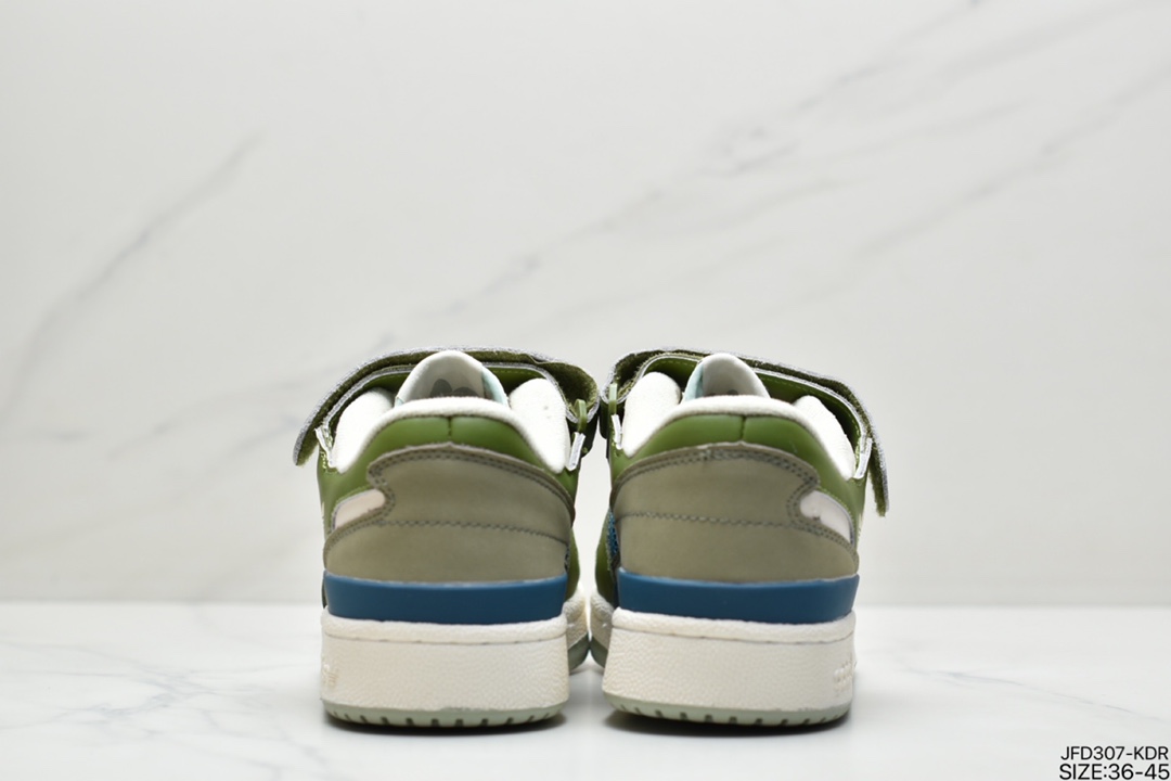 170 阿迪 AD 三叶草 Originals Forum 84 Low 罗马系列魔术贴低帮复古系带百搭休闲运动板鞋“浅灰白黑深绿” GX4545