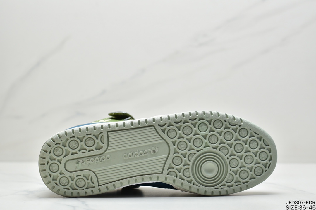 170 阿迪 AD 三叶草 Originals Forum 84 Low 罗马系列魔术贴低帮复古系带百搭休闲运动板鞋“浅灰白黑深绿” GX4545