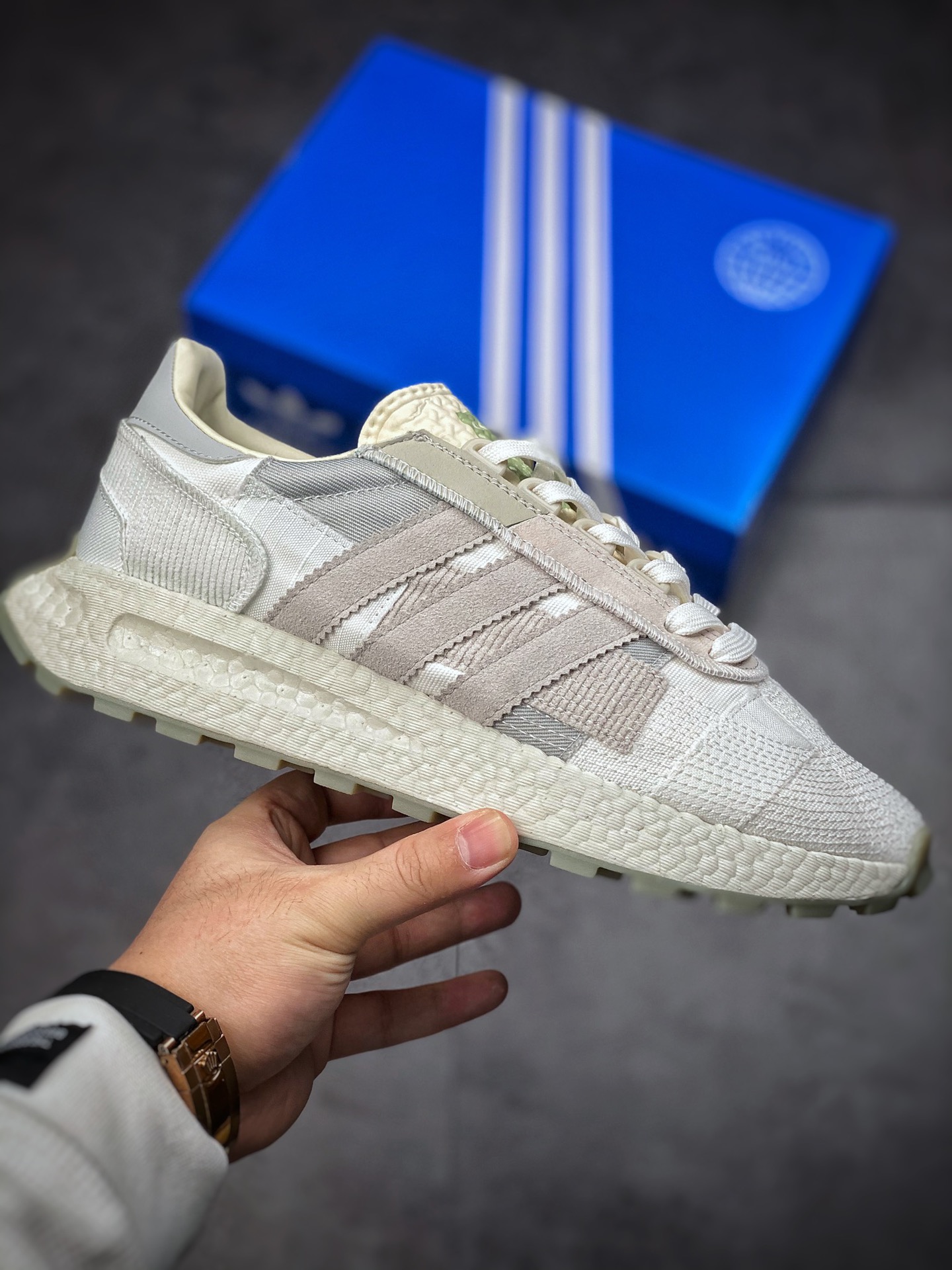 200  adidas Racing 1 Boost Prototype  速度轻盈复古系列 百搭透气运动慢跑鞋 GW6186