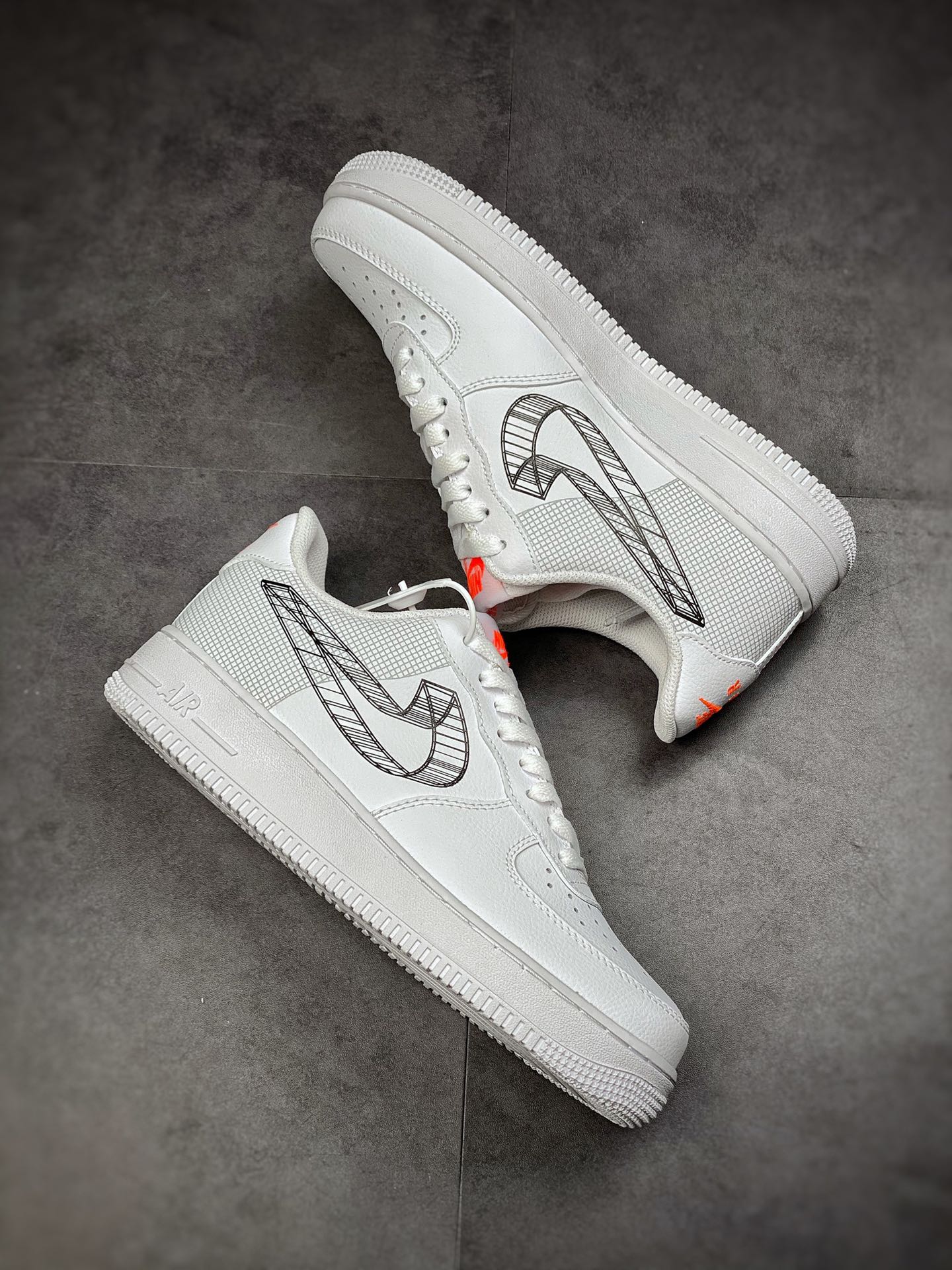 200  Nike Air Force 1 Low 07 3D Swoosh”白黑 裸眼3D DR0149-100