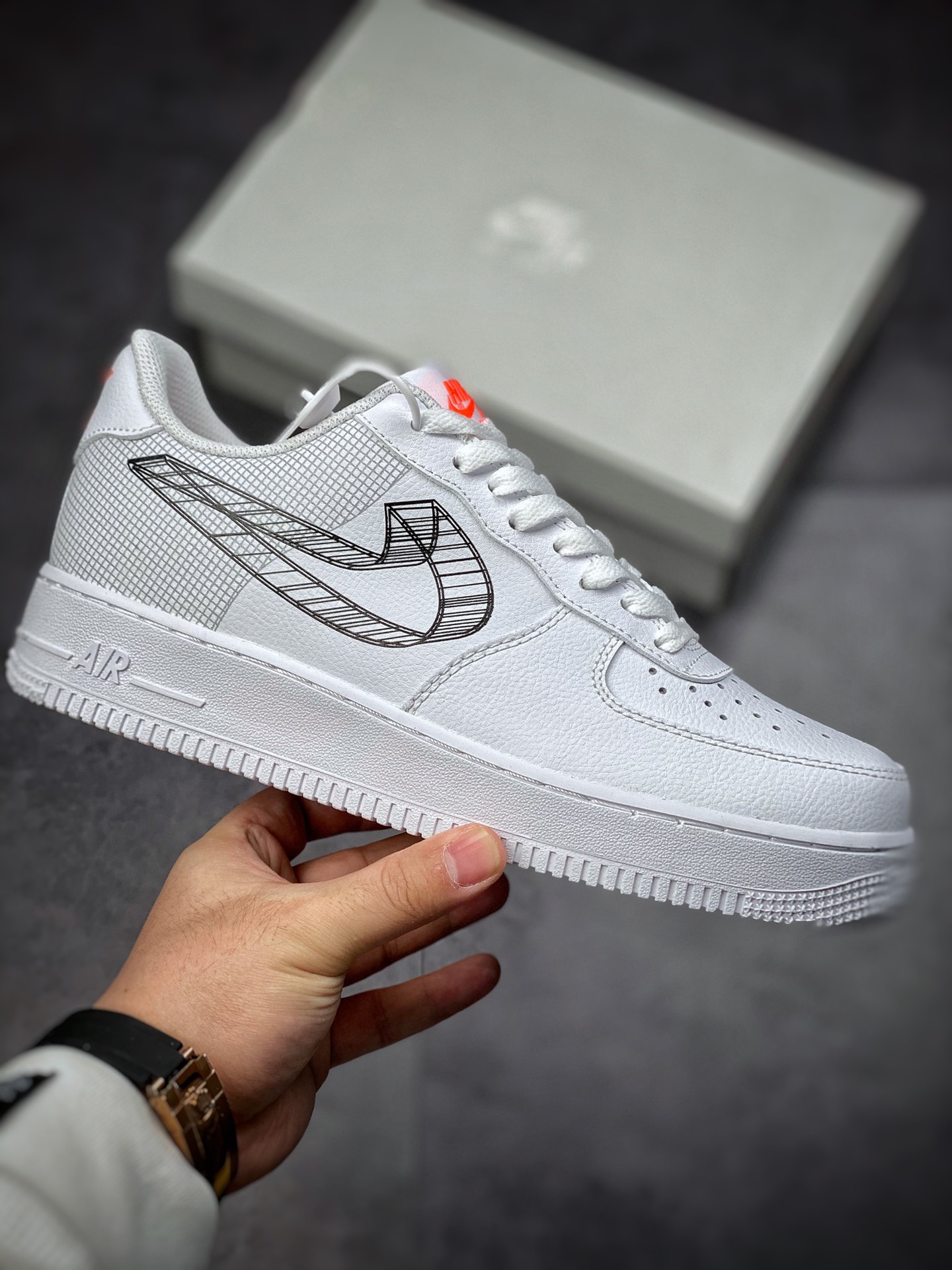 200  Nike Air Force 1 Low 07 3D Swoosh”白黑 裸眼3D DR0149-100