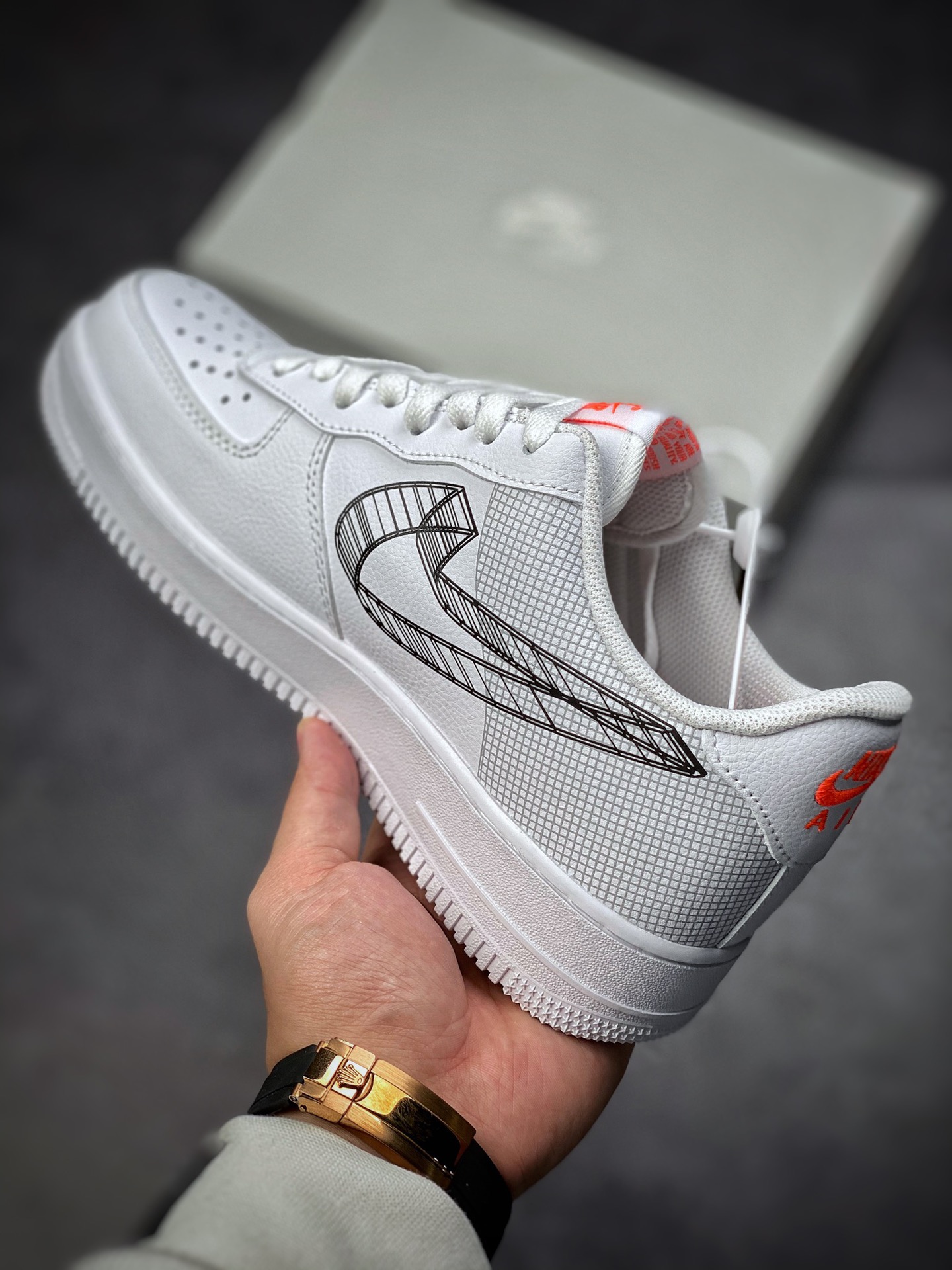 200  Nike Air Force 1 Low 07 3D Swoosh”白黑 裸眼3D DR0149-100